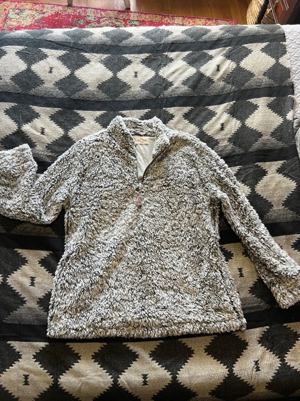 Grey Weatherproof Vintage Sherpa Fleece Lined Pull over with pockets